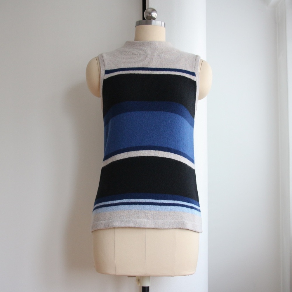 Margaret O'Leary Colour Block Striped Sleeveless Knit